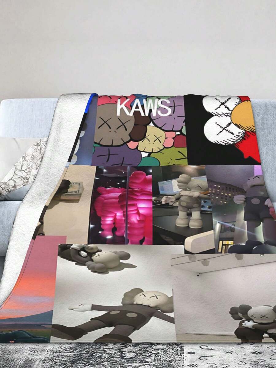 Kawss Kawaii Kaw Blanket The Ultimate Anime Fan Gift - Luxuriously Soft Flannel Blanket, Cartoon Printed Throw For Home, Camping, Travel, Perfect For Christmas & Birthdays - 黑色 - 查看 1