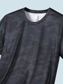 Camouflage Pattern Print Men's Comfy Sports T-Shirt, Graphic Tee Men's Summer Outdoor Clothes, Men's Clothing For Fitness Activities - Multicolor - View 7