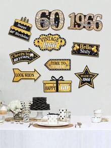 10 Stück Schwarz & Gold 60. Geburtstag Party Papier Schilder, 1966 Vintage 60. Geburtstag Party Schilder, 60. Geburtstag Party Hintergrund Dekorationen, Schwarz & Gold 60. Geburtstag Garten Schilder Dekoration, geeignet für Innen- & Außenbereich Geburtstags Party Dekoration, Schwarz & Gold Geburtstag Rasen Stäbe, 1966 60. Geburtstag Außen Garten Dekoration, 60. Geburtstag Party Dekorationen, Geburtstags Geschenk Party Favors - Black Gold 2026 Limited Edition 60. - Übersicht 2