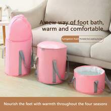 Collapsible Foot Bath Basin, Large Capacity Foldable Foot Bath Portable Foot Soaking Bucket - Pink - View 2