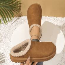 热搜网红女士棉拖鞋 2025 冬季新款复古日系毛绒圆头平底百搭家居拖鞋 - 卡其色 - 查看 3