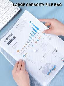 10pcs Classic Wholesale A4 File Folder Bag Clear Pp File Document File Bag Waterproof Transparent Folder Envelope,Back To School,School Supplies, Teacher Classroom Supplies, Plastic Folder, Supplies - Multicolor - View 6