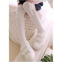 4 Pairs Girly Bow Accent Textured Over The Knee Socks - Fashionable Thigh High Socks Set For Daily & Cosplay. - Multicolor - View 3