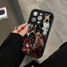 Funda de TPU con patrón floral de guepardo y lirio retro y elegante, adecuada para 16Pro, 14/13 Pro/12/11/Xs, utiliza funda de silicona de alta estética para protección total del cuerpo, fundas de regalo de Navidad para 14 15 16 pro, funda 1115 pro 12 14 pro, 16 Plus 16 Pro 16 Promax 15 Plus, 15 Pro 14 Plus, 14 Pro 13 Pro 13 Promax 12Pro 12ProMax 11Pro 17 pro, funda de protección, cubierta protectora, fundas de teléfono estéticas, regalos personalizados para familia, pareja, amantes, amigos, chicos, chicas, hombres, mujeres. - Negro - Ver 4