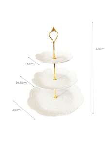1pc European Style Afternoon Tea Dessert Tray, 3-Tier Cake Stand, Creative Multi-Layer Cake Display Rack, White Plastic Sweets Table Set; 1pc Paper Cupcake Stand, Cookie Tray, Serving Platter, Cake Display Tower; 1pc Dessert Tray Suitable For Wedding, Baby Shower, Tea Party, 3-Tier Paper Cupcake Stand, Plastic Tiered Server, Square Dessert Tray, Suitable For Tea Party, Baby Shower, Wedding (Pure White) - 白色1PC - 查看 16
