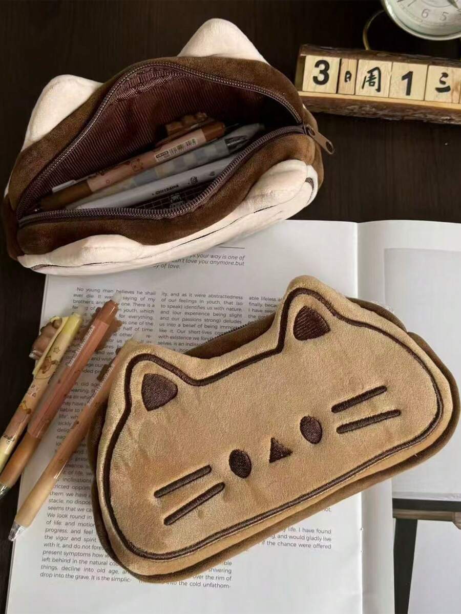 Cute Cat-Themed Pencil Case, High-Quality And Stylish, Large-Capacity Storage Bag/Pencil Case For Students. Perfect As A Student Pencil Case, Desk Storage Bag, Or Desk Decoration. An Excellent Back-To-School Gift.,Stationery - Multicolor - View 1