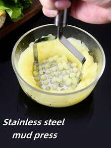 1个不锈钢土豆捣碎器；土豆捣碎器；厨房土豆捣碎器；食物捣碎工具；多功能捣碎铲；不锈钢土豆捣碎器 - 手动手持式厨房榨汁工具，适用于蔬菜、水果，无需充电 - 耐用多功能压碎器，家用和学校用品，手动手持式厨房压力工具，带符合人体工程学的手柄和防滑底座，具有高效的榨汁表面 - 彩色 - 查看 11