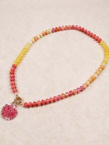 1 chiếc vòng cổ mặt dây chuyền hình hoa bằng nhựa đính hạt nhiều màu sắc phong cách Bohemian, vòng cổ thời trang chủ đề kỳ nghỉ biển, quà tặng trang sức (Màu sắc và vị trí hạt ngẫu nhiên) - Nhiều màu - Xem 12