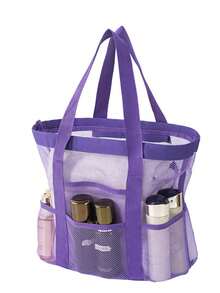 Large Mesh Beach Bag - Anti-Sand Swimming Tote Bag, Extra Large Capacity Family Foldable Lightweight Pool Cruise Essentials, With Zipper, Perfect For Commuting, Outdoor, Travel, Camping, Vacation, School, Dorm Necessities