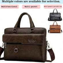 男士商务高端公文包休闲斜挎包男士包新款手提包单肩大容量电脑包圣经包办公包复古