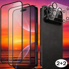 Yezodawee 2片装全屏钢化玻璃膜，9H+硬度，包含2片高清透明摄像头镜头保护膜，兼容 17 Pro Max。9H 9D高清保护膜，全屏钢化玻璃保护，防碎裂，耐用，也兼容 16/15/14/13/16/12/11 Pro Max/X/XR/XS Max/7/14 Plus。 - 2+2 - 查看 27