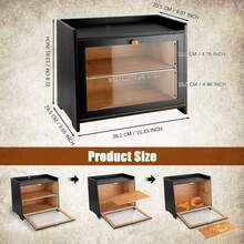 LZYMSZ Bamboo Bread Box For Kitchen Countertop, Double Layer Bread Storage Container With Tempered Glass Window, Large Capacity Farmhouse Bread Organizer For Pantry, Cabinet And Cupboard - 黑色 - 查看 2