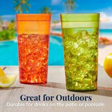 Cafe Break - Resistant Plastic 20oz Restaurant - Quality Beverage Tumblers Set of 16 in 4 Assorted Colors. - Surtido + 20 onzas líquidas (Juego de 16) - Ver 8