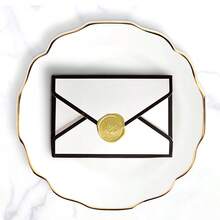 8pcs Black & White Envelope Wax Seal Stamped Gold Wedding Engagement Favor Boxes, Souvenir Gift Boxes, Jewelry Gift Packaging Boxes - Black and White - View 5