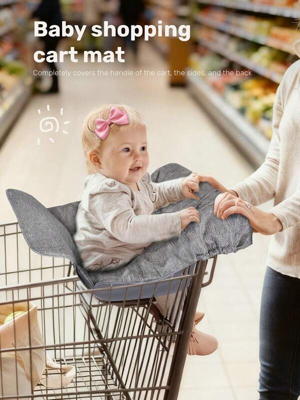 1 غطاء قابل للطي لعربة التسوق، وسادة لكرسي الطعام وعربة البقالة للأطفال الرضع والصغار، وسادة قابلة للغسل مع قضاصة وحلمة صغيرة، رفيق تسوق مريح وهادئ للرضع، مناسب للأولاد والبنات، هدية مثالية للآباء الجدد