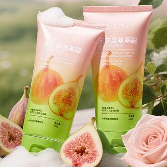 120克无花果氨基酸洁面乳，温和清洁，净化毛孔，提亮肤色，保湿保湿，控油，适合敏感肌肤，男女通用洁面乳