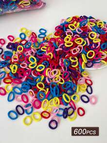 200/400/600/800/1000个装女士纯色发圈，高弹力发绳，甜美可爱风格，小巧发带，发饰，适合各种发型，女士发饰。适合日常休闲和户外佩戴，四季皆宜。马尾辫发饰，健身运动跑步装备橡皮筋 - 彩色 - 查看 10