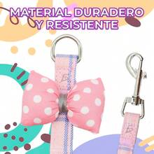 Correa Arnes Diseño Moño Mascota Pequeña Ajuste - Rosa - Ver 4