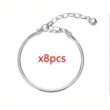 1/4/8/12pcs DIY Charm Bracelet Kit, Stainless Steel Adjustable Snake Chain With Heart Extender, Jewelry Making Supplies For Personalized Crafts, Casual Style - Silver - View 12