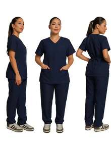 Surgical Scrub Set For Men And Women, Premium Gabardine - màu đen - Xem 2