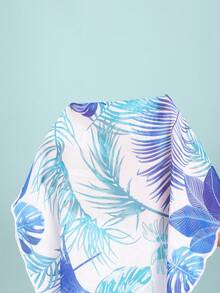 Bộ đồ bơi Tankini 3 mảnh họa tiết hoa lá xanh thanh lịch cho bé gái, từ 8-12 tuổi - Màu xanh lam - Xem 6