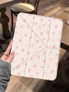 1个双面高清花卉图案平板电脑保护套，兼容iPad 10/9/11（2025款），多功能镜面后盖，耐磨防摔，自动唤醒/睡眠，多角度支架带笔槽，办公学习必备，非磁性保护套，圣诞礼物，2026新年礼物 - 粉色 - 查看 7