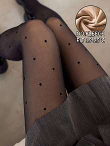 1双装 80克/200克/300克 女士性感黑色圆点透明舒适连裤袜，大码连裤袜，秋冬季商务及性感造型连裤袜，黑色性感透明长款舒适连裤袜，大码连裤袜，加厚绒毛保暖连裤袜，保暖打底裤，适合各种节日穿着，性感修身舒适连裤袜，适合日常休闲穿着（适合-5~25°C） - 黑色 - 查看 12