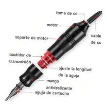 Maquina para Tattoos Kit Completo, Kit para Tattoos Profesional para Tattoos, Tattoo Kit con Piel sintética para práctica, Agujas de cartucho, Frascos pequeños de tinta para tatuar, Kit Completo De Pistola De Tatuaje Para Principiantes, Máquina De Tatuaje Profesional - Negro - Ver 8