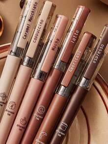 6pcsCoffee Theme Liquid Quick-Drying Ink Gel Pens, No Smear Soft Touch Pens For Note Taking Drawing School Office Supplies Back To School