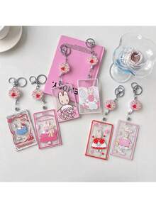1pc Transparent Card Holder, Cute Rabbit Design, Expandable, Fashionable Kawaii Aesthetic, Suitable For Student ID, Campus Card, Gift - Multicolor - View 4