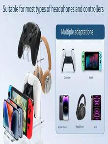 1 pieza Soporte universal de acrílico para auriculares, soporte de escritorio desmontable para teléfonos/mandos de juego/electrónica/consolas/gamers/PlayStation/accesorios - Multicolor - Ver 5