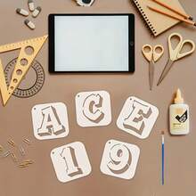36pcs Graffiti Letter & Number Reusable Stencil Templates, 3.94x3.94 Inches, For Wall Painting, Furniture, Tiles, Fabrics, Doors And Windows - 36pcs - View 4