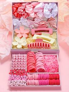 482pcs/Set Stylish & Cute Girl Hair Accessories Set, Includes Satin Scrunchies, Bow Hair Clips, Floral & Star Hair Clips, Multiple Color Basic Elastic Hair Ties - Suitable For Girls And Women, Versatile For Casual, Romantic And Party Looks, School Stuff, Elegant, College, Flower , Gifts, Bows, Classy, Hair Bobbles, Hair Bands, Head Accessories