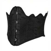 1pc Women's Short 4-Hook Double-Sided Embossed Waist Cincher, Suitable For Banquets And Parties - 黑色 - 查看 6