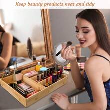 ZZXC Drawer Organizer Utensil Holder For Kitchen Small Wood Silverware Storage Organizer Stackable Box Tray For Cutlery Flatware Bathroom Countertop Caddy For Makeup Jewelry 12"6"2.5" - cây tre - Xem 4
