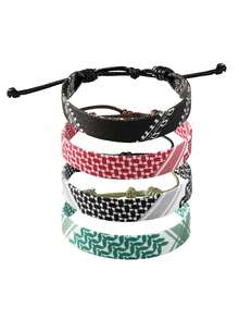 1pc/4pcs Adjustable Woven Bracelet With Geometric Pattern, Suitable For Men's Daily Wear And Parties - Geometric Patterns - View 8