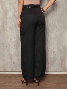 Set Of 2 Plus Size Tailored Dress Pants For Women With Belt - 黑色/灰色 - 查看 4