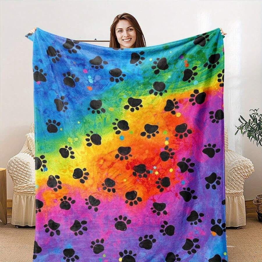 1pc Whimsical Unicorn & Cheetah Print,Colorful And Cute Animals Fleece Blanket - Soft, Lightweight & Durable Flannel Throw With Vibrant Rainbow Colors, 280gsm For Him And Her, Perfect For Naps, Camping, Travel, Home, Daily, Office Decoration, Birthdays Anniversary, Valentine's Day, Thanksgiving Day, Christmas, Halloween, Mother's Day, Father's Day, Wedding, New Year Gifts, Personalized Ideal Gifts For Her, Him, Family, Boyfriend, Girlfriend, Father, Family, Mother, Lover, Daughter, Son, Grandpa, Grandma, Friend, Classmate, Pet. Sofa,Bed,Car,Bedroom,Living Room,Office,  Outdoor Camping, Beach,Wall Decoration - Nhiều màu 16 - Xem 1