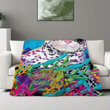 1pc Whimsical Unicorn & Cheetah Print,Colorful And Cute Animals Fleece Blanket - Soft, Lightweight & Durable Flannel Throw With Vibrant Rainbow Colors, 280gsm For Him And Her, Perfect For Naps, Camping, Travel, Home, Daily, Office Decoration, Birthdays Anniversary, Valentine's Day, Thanksgiving Day, Christmas, Halloween, Mother's Day, Father's Day, Wedding, New Year Gifts, Personalized Ideal Gifts For Her, Him, Family, Boyfriend, Girlfriend, Father, Family, Mother, Lover, Daughter, Son, Grandpa, Grandma, Friend, Classmate, Pet. Sofa,Bed,Car,Bedroom,Living Room,Office,  Outdoor Camping, Beach,Wall Decoration - 多色22 - 查看 3
