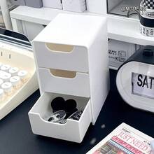 1pc Classic White Plastic Stacking Storage Drawer Set For Office Supplies, Jewelry, Cosmetics - Space-Saving Desk Organizer For School And Dorms - White - View 3