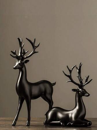 2 Pieces Of European Light Luxury Auspicious Elk Resin Ornaments, Home Fortune Decorations, Wine Cabinets, Porch TV Cabinets, Desktop Ornaments,Suitable For Home Decor, Bedroom Decor, Office And Students, Storage,Wedding Decor,House Decor,Jewelry Organiser,Party Decorations,The Best Gift