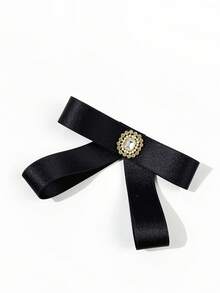 1pc Women's Minimalist Casual Elegant Rhinestone & Faux Pearl Bow Tie Collar Accessory, Suitable For Pairing With Shirts, Suitable For Important Occasions, Banquets, Parties, Any Scenario, Great Gift For Best Friend - Multicolor - View 6