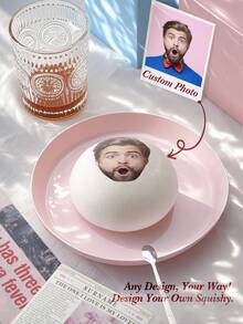 1个定制趣味表情减压球 - 个性化恶搞照片软球，适合成人和青少年，10x4.5厘米，白色，送给朋友的趣味礼物，办公室恶作剧，缓解焦虑，可爱的桌面装饰 - 客製化頭部 - 查看 5