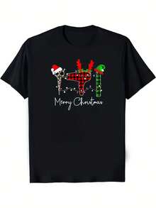 Camiseta de Peluquero de Navidad 100% Algodón para Hombres y Mujeres - Negra con Diseño de Salón Limpio y Ordenado Rojo/Verde (S-2XL) - Atuendo Duradero y Suave para Peluqueros, Ropa Casual y Eventos de Peluquería - Negro - Ver 1