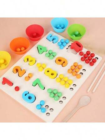Mathematics Enlightenment Color Classification Teaching Aids To Exercise Your Baby's Hand-Eye Coordination Ability, Use Chopsticks And Beads To Play