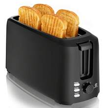 SUPERLEX 4-Scheiben-Toaster Mattschwarzer 1450W – Schnellaufheizung mit Aufwärm-, Auftau-, Abbruch- und Extra-Aufwärmfunktion, 7-Gang-Einstellung , LED-Statusanzeige, herausnehmbare Krümelschublade sowie einfache Reinigung, ausschließlich für Toast geeignet, ideal für Haushalt und Büro - EU F-Typ Stecker (220-240V) - Übersicht 9