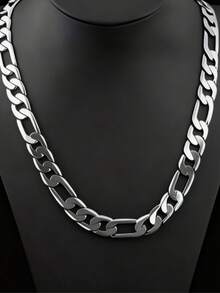 Stainless Steel Necklace And Bracelet Set For Men, Suitable For Daily Wear - Silver - View 9