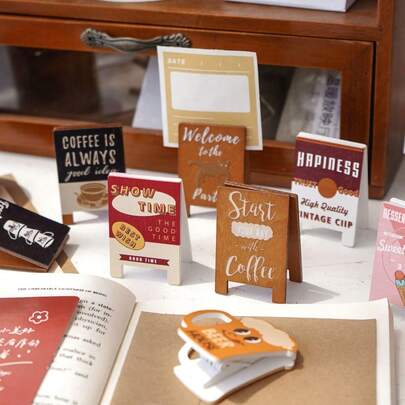 1 pieza Soporte de tarjetas de madera, Clip para fotos, Clip para mensajes, Clip para notas, Decoración de escritorio, Color aleatorio