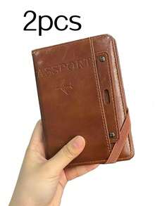 1 件多功能护照夹和卡夹，PU 皮革护照套，适合旅行、学校、度假、商务旅行、男女通用，多功能护照夹卡夹身份证登机牌、储物袋票夹钱包一体式女士 - 彩色 - 查看 23