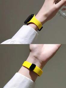 1条硅胶表带，兼容 42mm、38mm、40mm、41mm、44mm、45mm、46mm、49mm，时尚智能手表替换表带，适用于Series Ultra2、Ultra SE2、SE 11、10、9、8、7、6、5、4、3、2、1，男女通用，是理想的返校礼物 - 黃色 - 查看 9